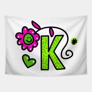 Letter K abc monogram hand drawn colorful alphabet Tapestry