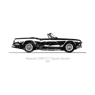 Maserati 3500 GT Vignale Spyder 1957 - Black and White T-Shirt