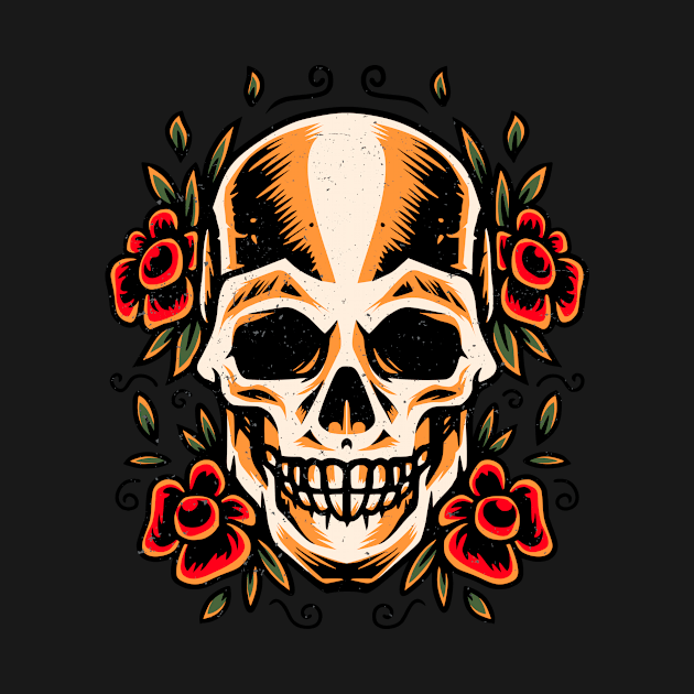 Skull Old School Tattoo Style Illustration by Foxxy Merch