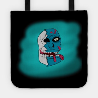 Neon blue zombie head Tote