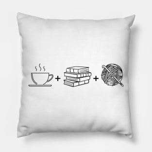 Coffee, Books & Crochet - light background Pillow