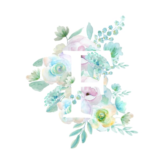 Botanical alphabet F green and purple flowers by colorandcolor