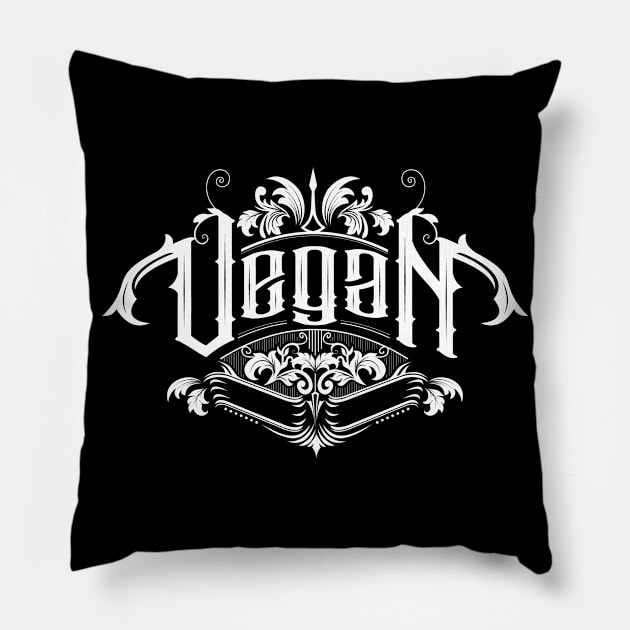 Gothic Vegan White Pillow by vegancantfail