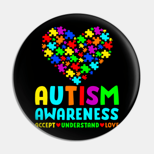 Autism Puzzle Heart Love Accept Understand Autism Awareness Pin