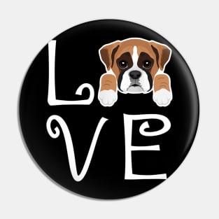 LOVE Boxer Dog Face Funny Pin