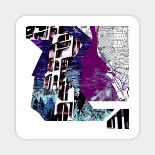 the city in bedrock map ecopop collage in dark Magnet