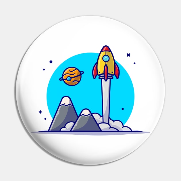 Space Shuttle Taking Off with Planet and Mountain Space Cartoon Vector Icon Illustration Pin by Catalyst Labs