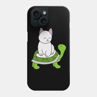 Kitty Cat Sits on Green Turtle Phone Case