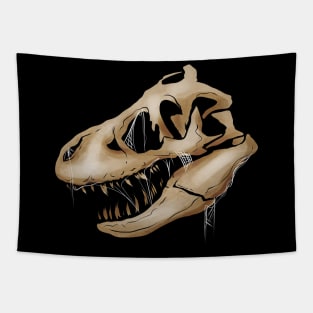 T-Rex Tyrannosaurus Rex Skull With Spider Web On Halloween Tapestry