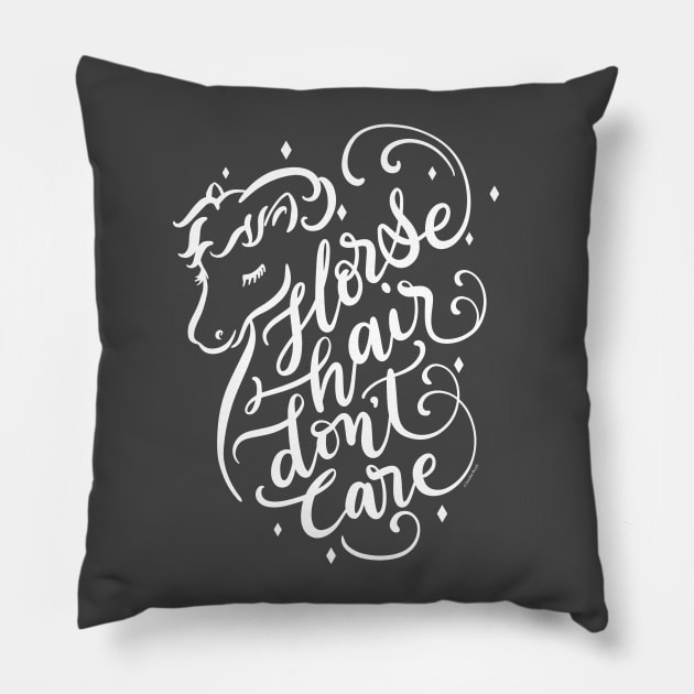 Funny Horse Lover Gift Horse Hair Don't Care Pillow by DoubleBrush