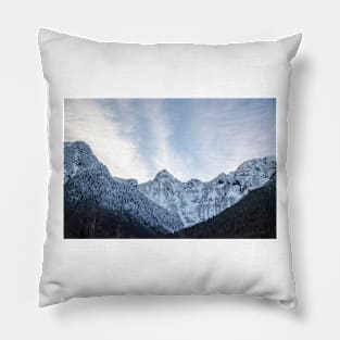 Blue Winter Sky Framed By Snowy Mountains Pillow