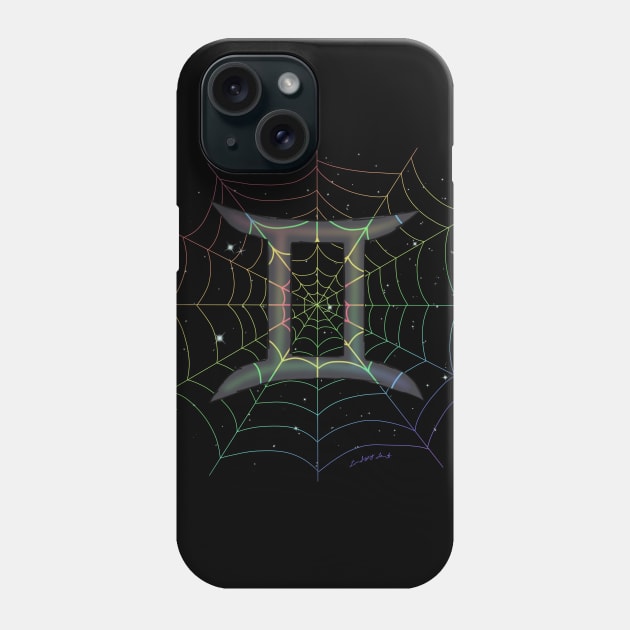 Rainbow Spiderweb Gemini Phone Case by HauntedIndigo