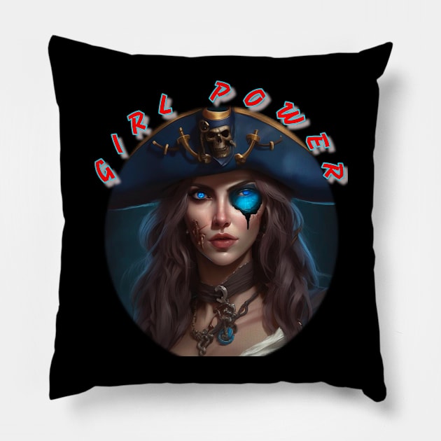 Girl power, blue eyed pirate Pillow by sailorsam1805