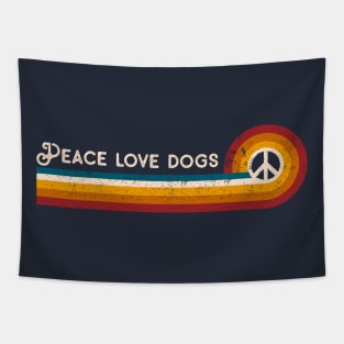 Retro Stripes Peace Love Dogs Tapestry