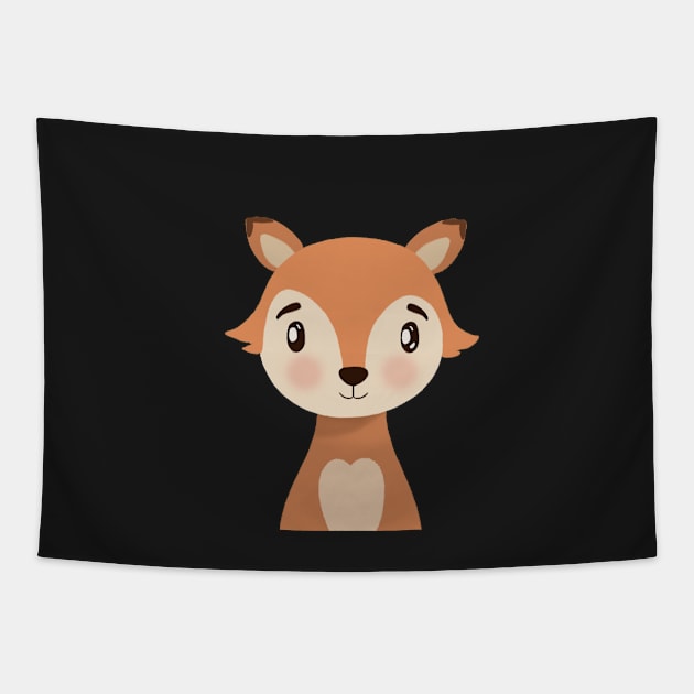 Baby Fox Illustration Tapestry by gusstvaraonica