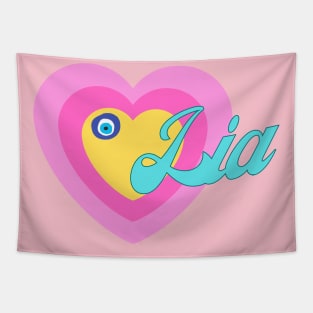 Lia in Colorful Heart Illustration Tapestry