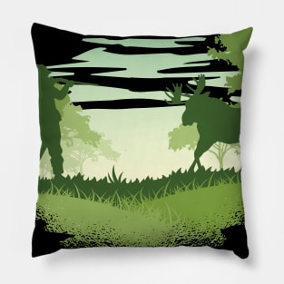 Moose Hunting Adventure Pillow