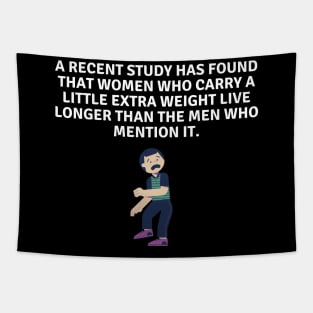 A recent study has found that women who carry a little extra weight live longer than the men who mention it. Tapestry