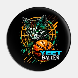 Yeet Baller - Basketball Lover - Graphic Graffiti Art Cat Pin