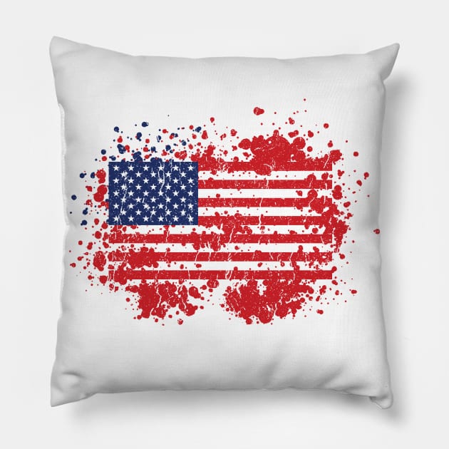 Distressed USA Flag Patriotic 4th Of July Celebration Pillow by adelinachiriac