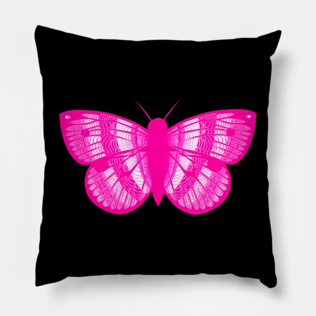 Bright Pink Butterfly Pillow by ROLLIE MC SCROLLIE