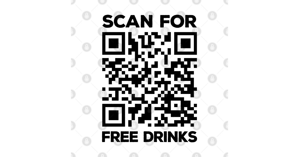 Rick Roll QR Code - Scan For Free Drinks - Rick Astley - T-Shirt ...