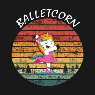 Retro Balletcorn Ballerina Ballet Dance Lover Unicorn Girl T-Shirt