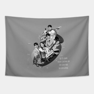 Twinkling Watermelon Group Poster w/ names [Black&White] Tapestry