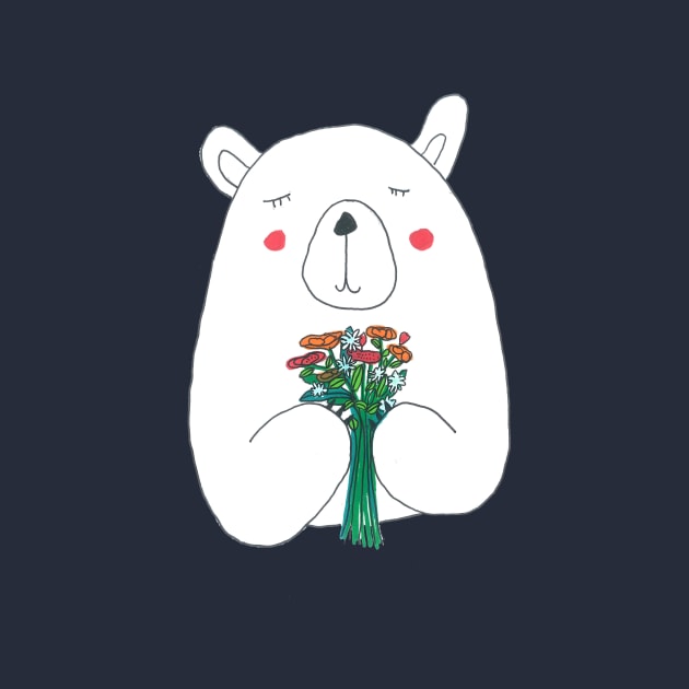 Polar Bear With Flowers by DoodlesAndStuff