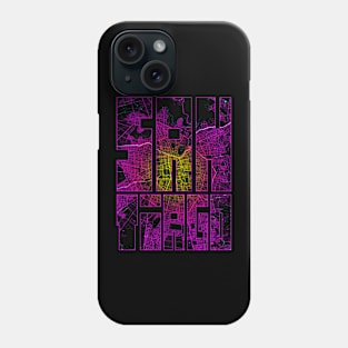 Santiago, Chile City Map Typography - Neon Phone Case