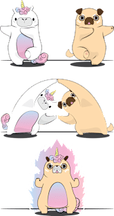 Pug with Unicorn Fusion Magnet