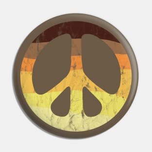 Washed and Worn Peace Sign With 70s Stripes Pin