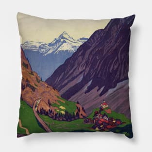 Gotthard Schweiz Switzerland Vintage Poster 1914 Pillow