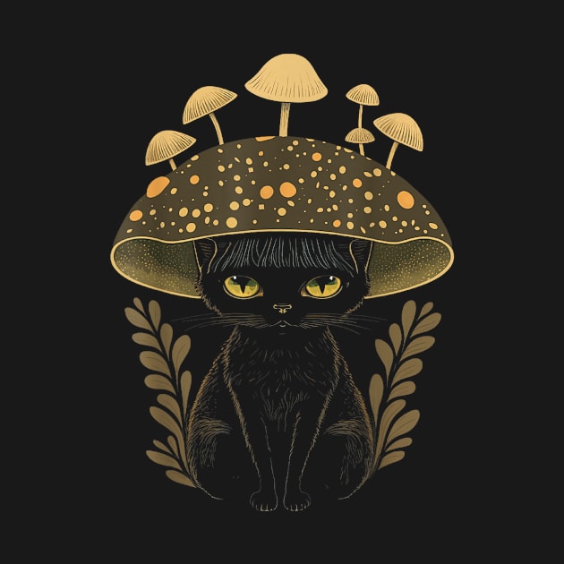 Funny Cute Cottagecore Aesthetic Cat Mushroom by luxury artista