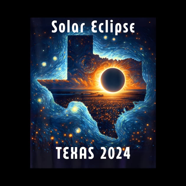 Texas Solar Eclipse 2024 Starry Night Solar Eclipse 2024 by Diana-Arts-C