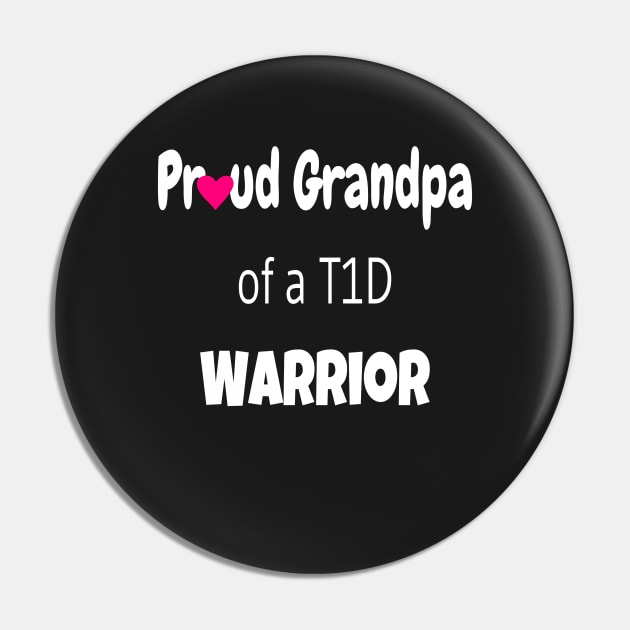 Proud Grandpa White Text Pink Heart Pin by CatGirl101