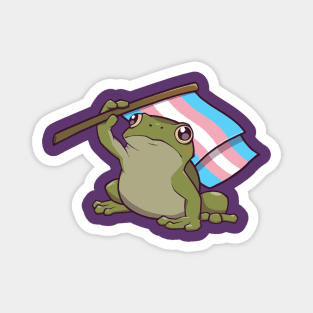 Transgender Pride Flag-Holding Frog Magnet