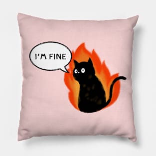 I'm Fine Cute Black Cat Pillow