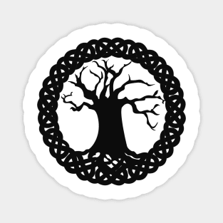 Tree of life with celtic knot border in black Magnet