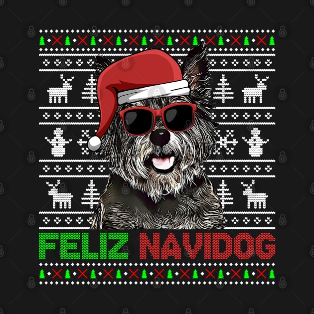 Cairn Terrier Dog Feliz Navidog Funny Christmas by TheBeardComic