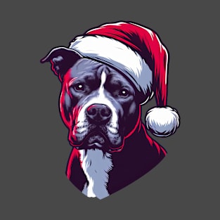 American Bully Wearing Santa Claus Hat T-Shirt