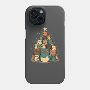 Christmas tree made of happy cats Phone Case