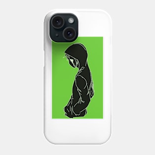 Crying Hoodie Dude (Green Background) Phone Case