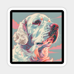 70s Clumber Spaniel Vibes: Pastel Pup Parade Magnet