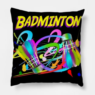 sport art Badminton text  design colorful Pillow