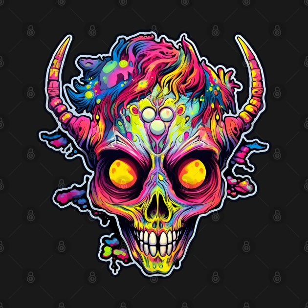 Neon skull demon by beangeerie