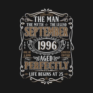 September 1996 Man Myth Legend Shirt 25th Birthday 25 Years Old T-Shirt