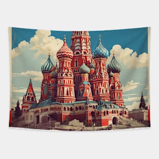 Saint Basils Cathedral Russia Vintage Tourism Poster Tapestry