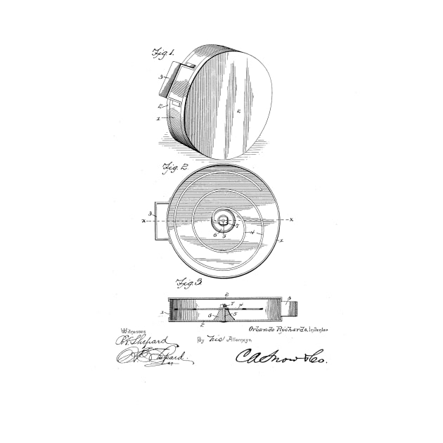 Tambourine Drum vintage patent drawing by TheYoungDesigns