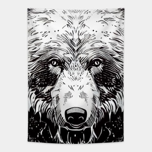 Bear Grizzly Wild Nature Illustration Line Epic Illustration Line Art Tapestry